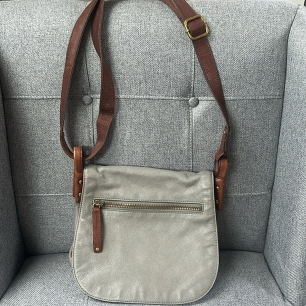 FOSSIL Crossbody grey/ brown Leather Bag